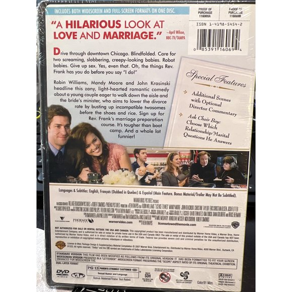 License To Wed NEW SEALED (DVD, 2007) Robin Williams John Krasinski Mandy Moore - Picture 2 of 2